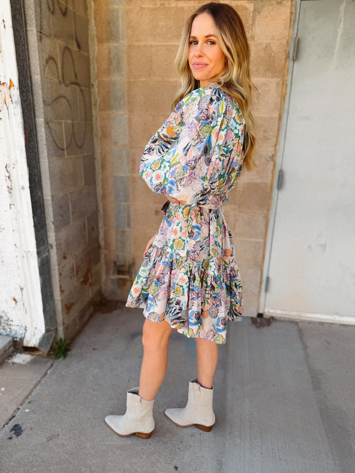 Beulah Style | Bubble Sleeve Ruffle Dress - Floral