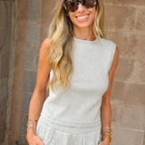 La Biz | Rib Muscle Tank Top and Pants Set - Heather Grey