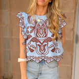 THML | Flutter Sleeve Embroidery - Light Blue