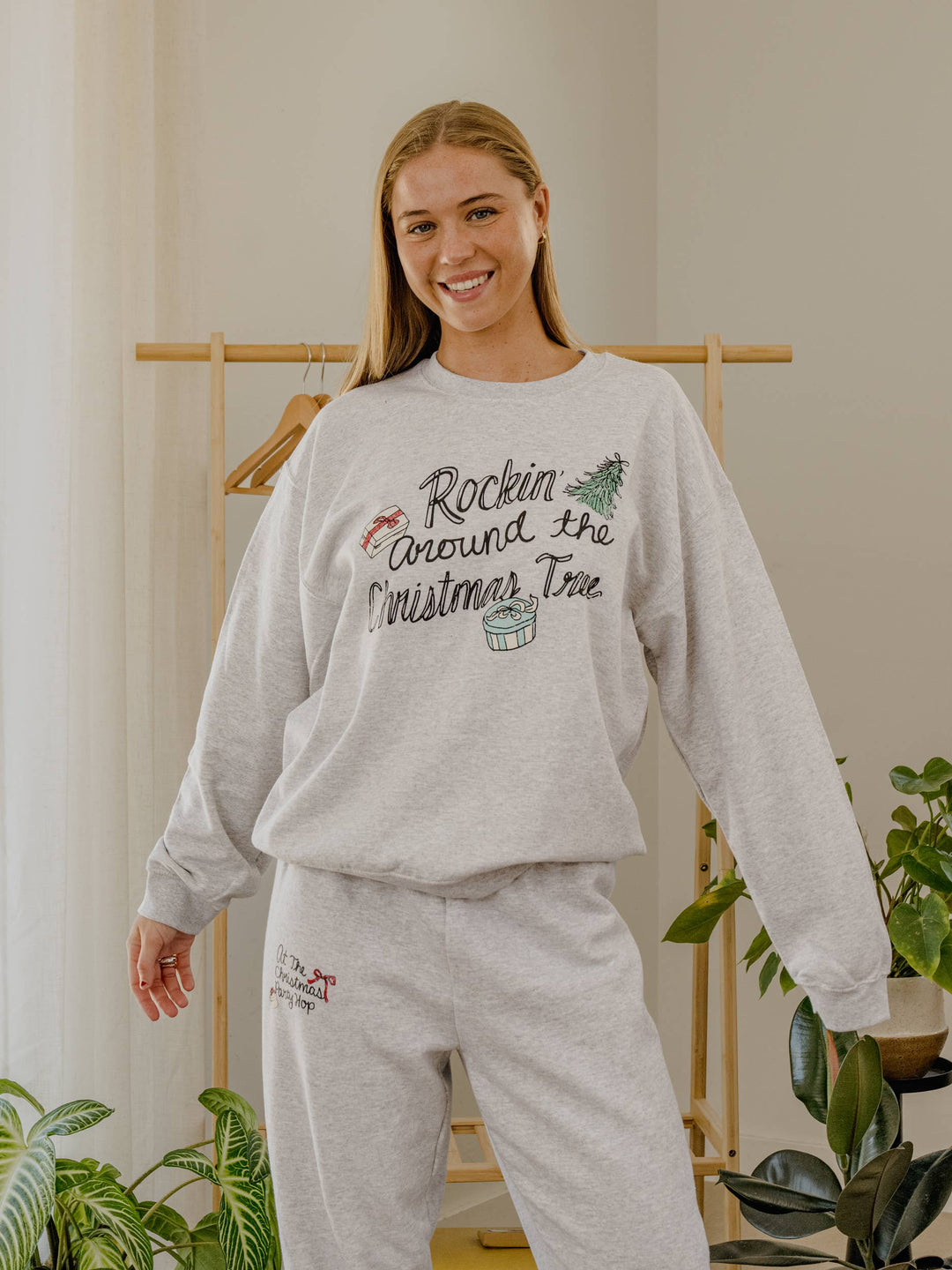 Rockin' Around The Christmas Tree Sweatshirt -  Ash Gray