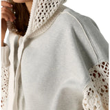 Free People | Laced in Hoodie Crochet Sweater | Heather Grey Combo
