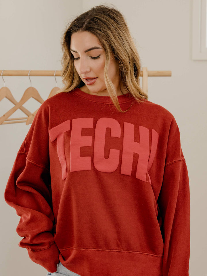 Texas Tech Red Raiders Mono Puff Ink Hi-Dive Sweatshirt - Red