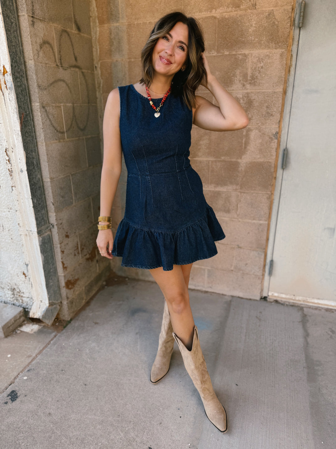 Laurel Ruffle Dress - Moonlight Rinse