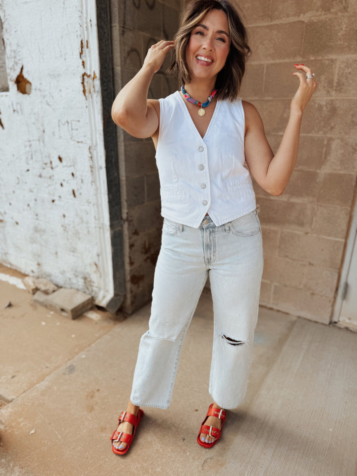 Pistola | Lexi Mid Rise Bowed Straight - Solstice Distressed