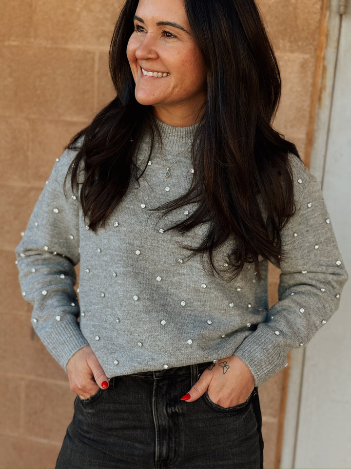 Pistola | Aura Relaxed Crew Neck Sweater- Charcoal Diamonte