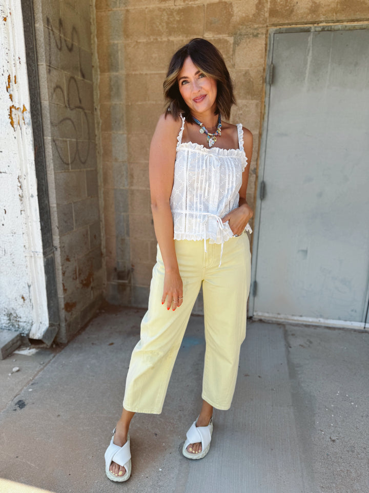 Salvador Eyelet Sleeveless Top - White