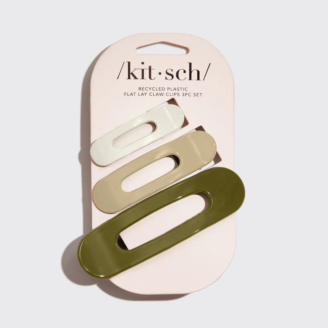 Kitsch Plastic Ultra Gloss Flat Lay Claw Clip 3pc | Eucalyptus