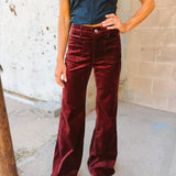 Good American | Velvet Good Waist Palazzo Pant - Berry Noir