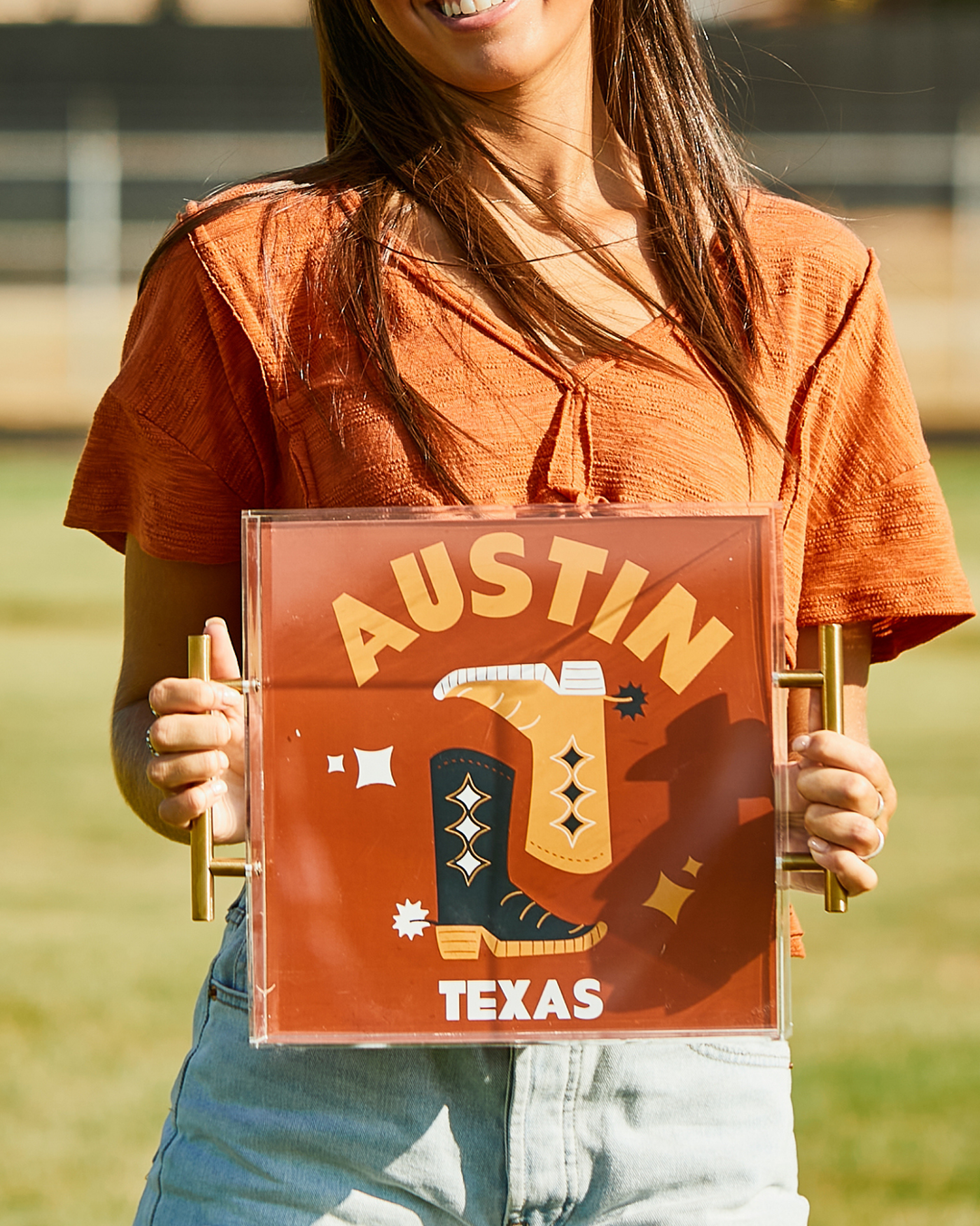 Austin Acrylic Tray With Gold Handles