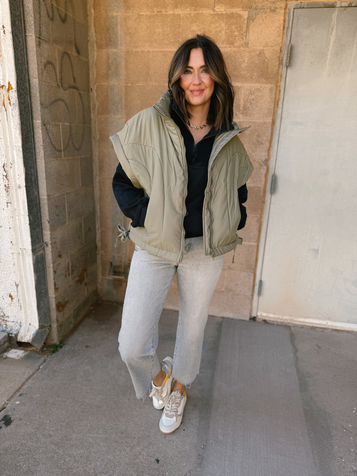 Ziena Puffer Oversized Vest - Olive