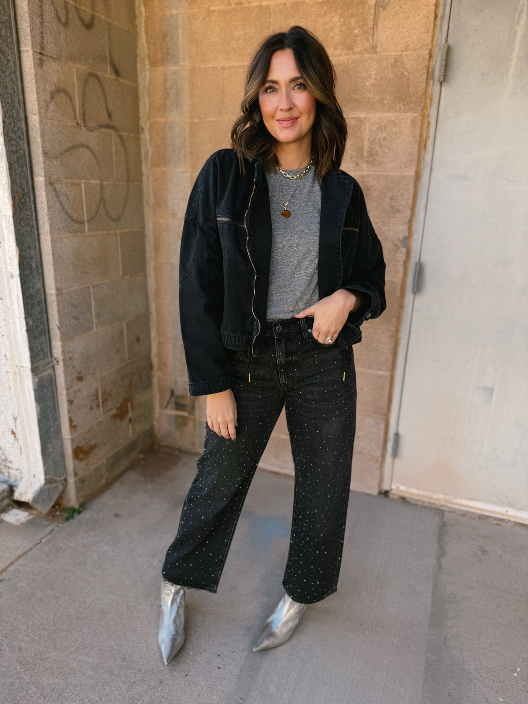 Pistola | Lexi Mid Rise bowed Straight Jean - Silver Screen