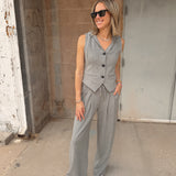 Elan | Wide Leg Pants - Dark Grey