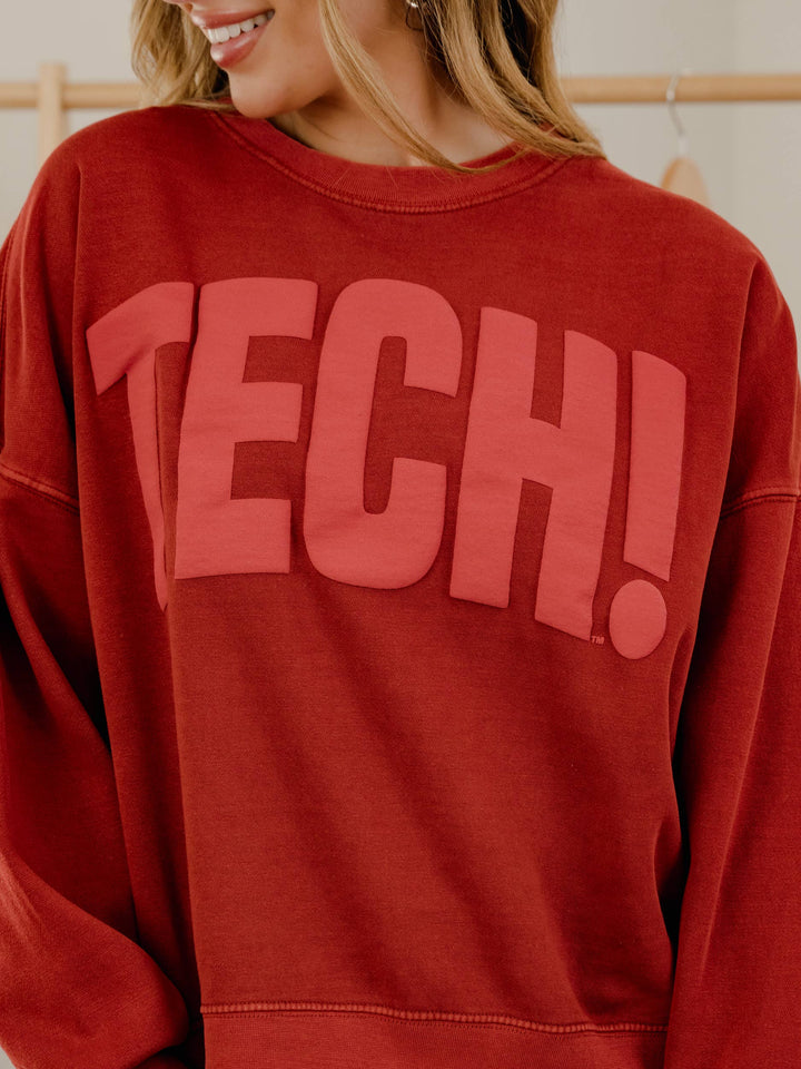 Texas Tech Red Raiders Mono Puff Ink Hi-Dive Sweatshirt - Red