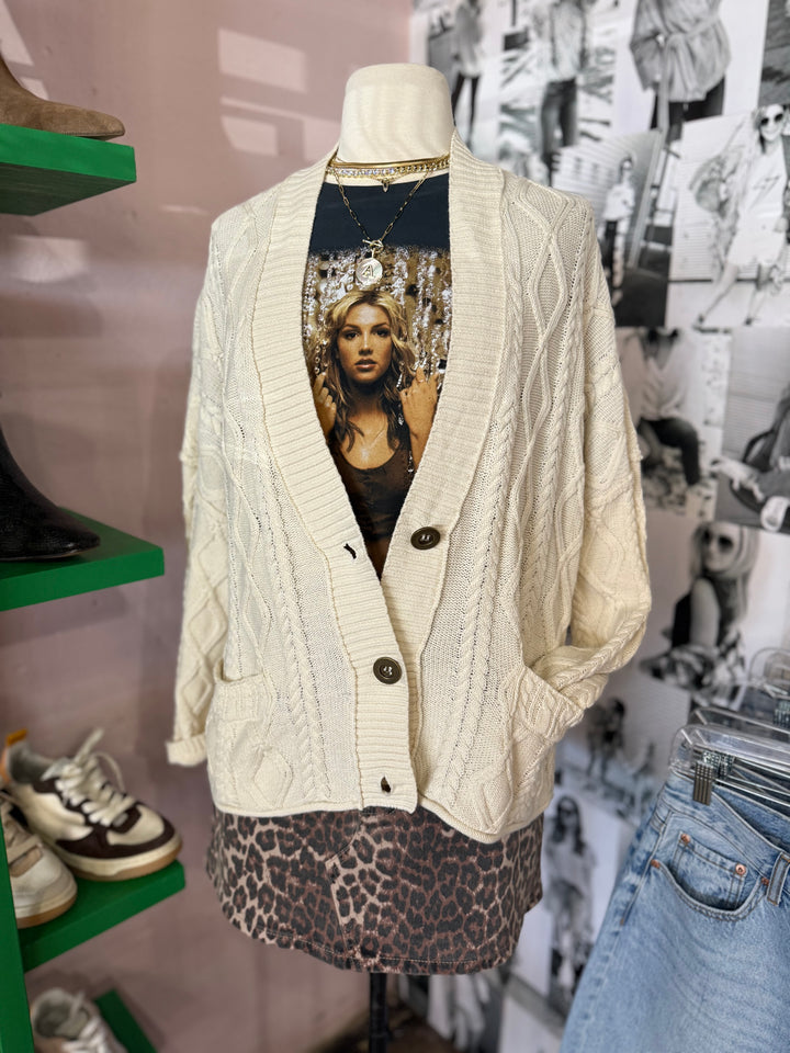 Anais Cable Knit Cardigan - Natural