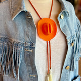 Rahya Jewelry Design | Cowboy Hat Bolo - Orange with Orange & Ivory