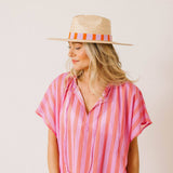 Sunshine Tienda | Lilian Palm Hat - Red/Lavender