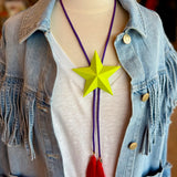 Rahya Jewelry Design | Lone Star Bolo - Lime Green with Deep Purple & Red