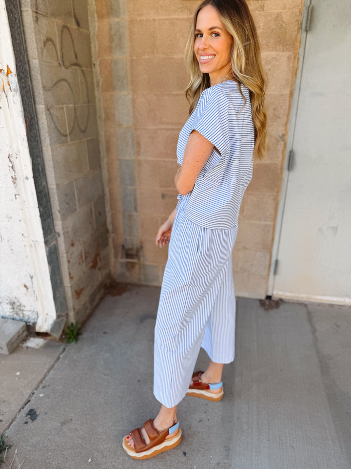 We Are Sundays | Stripe Maya Pants  - Navy Stripe