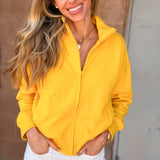 Kerri Rosenthal | Zip Up Mock Neck Sweatshirt - Golden Yellow