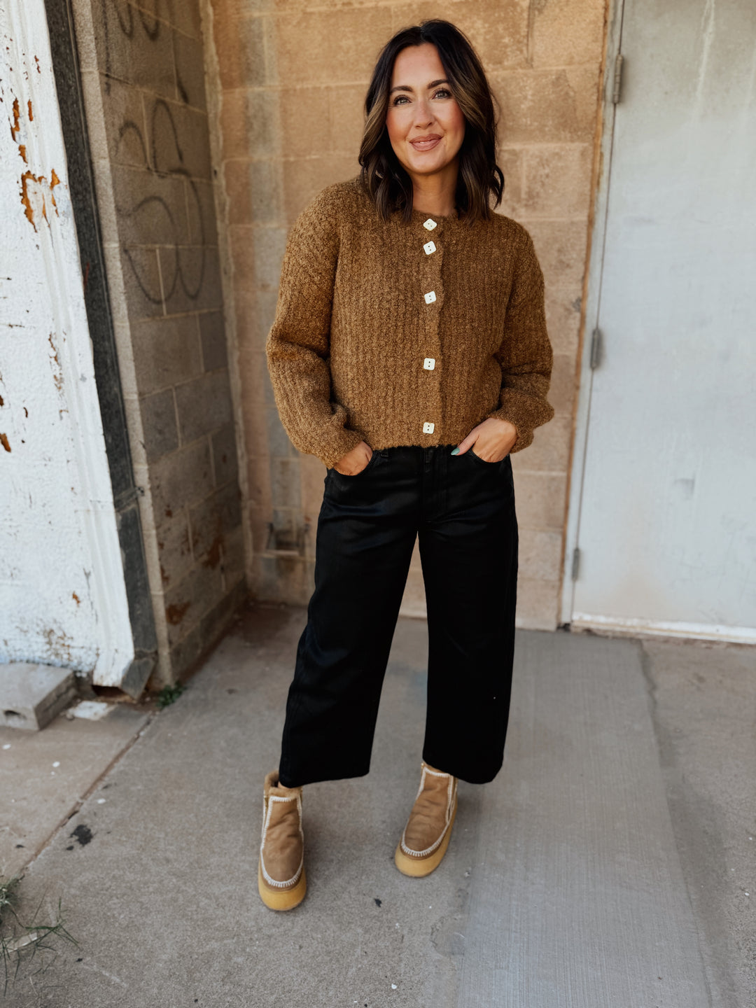 BLACK FRIDAY - Clara Plush Cardigan Top - Dark Mustard