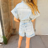 Habitual | 5" Rolled Cuff Romper - Aire