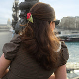 Solar Eclipse | Hand-painted Vintage Tulips Claw Hair Clip