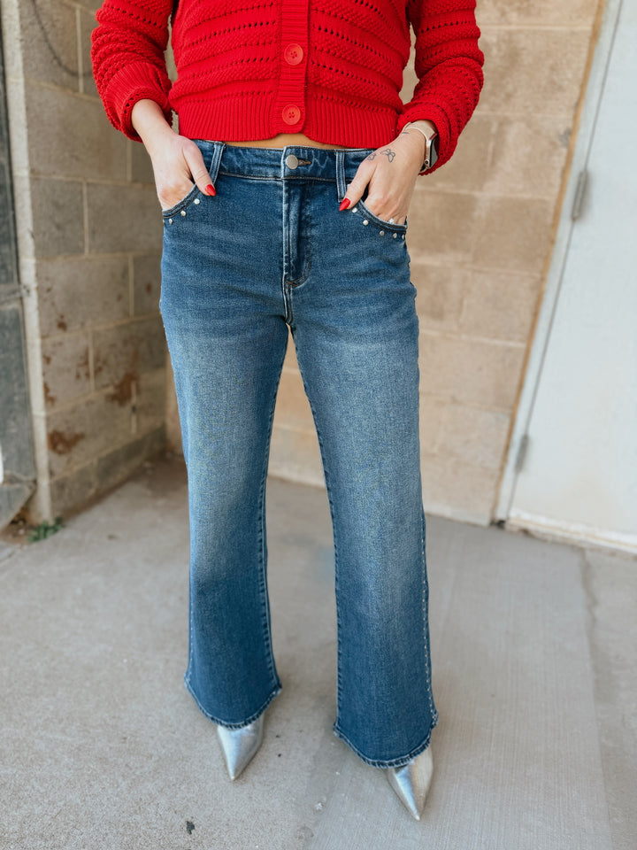 Dear John | Micah Wide Leg Mid Rise Jean - Slate