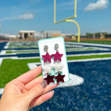 Maroon Triple Stars Earrings