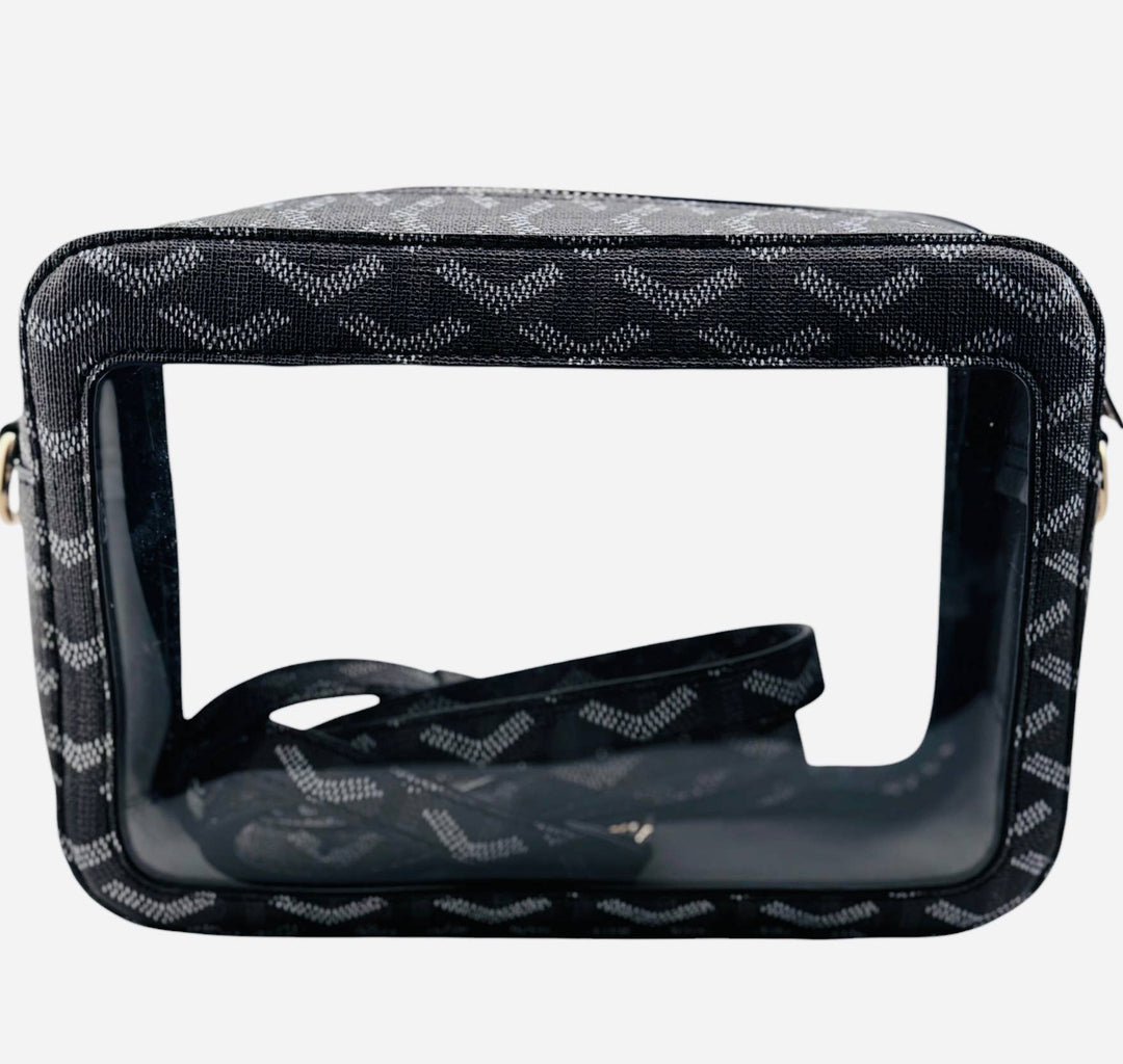 The Janette Clear Bag - Black Print