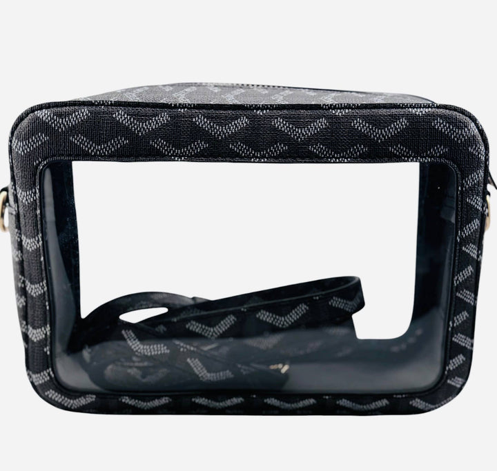 The Janette Clear Bag - Black Print