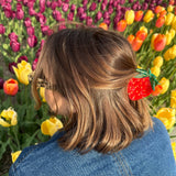 Solar Eclipse | Hand-painted Strawberry Fruit Claw Hair Clip