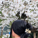 Solar Eclipse | Hand-painted Origami Magnolia Flower Hair Clip