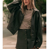 Miou Muse | Faux Leather Jacket - Chocolate