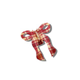 Solar Eclipse | Hand-painted Red Plaid Coquette Bow Claw Hair Clip