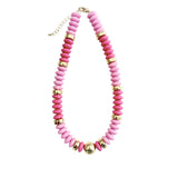 Tobie Beaded Disc Necklace- Pink