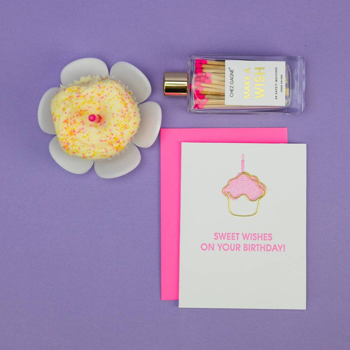 Sweet Wishes On Your Birthday - Birthday - Cupcake Paperclip Card