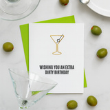 Extra Dirty Birthday - Martini Paper Clip Letterpress Card