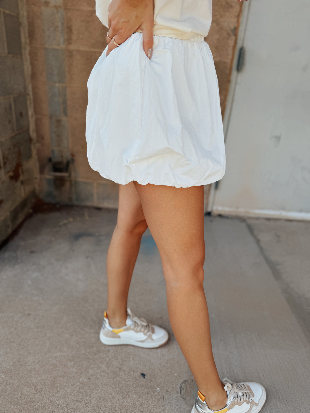Briony Bubble Mini Skort - White