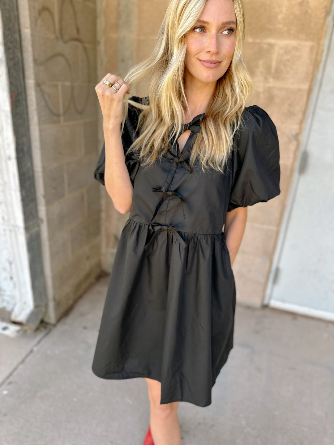 Bow Front Dress | Black