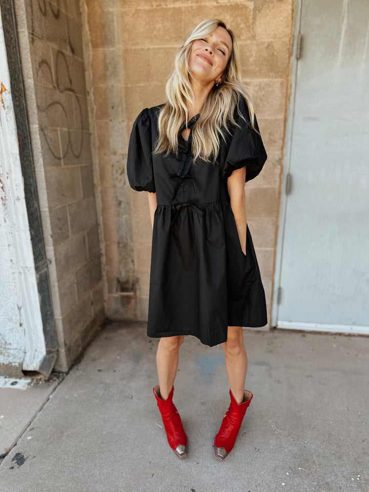 Bow Front Dress | Black