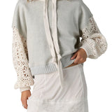 Free People | Laced in Hoodie Crochet Sweater | Heather Grey Combo