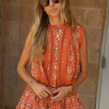 J. Marie | The Shayne Lace Skort Set - Burnt Orange Gingham