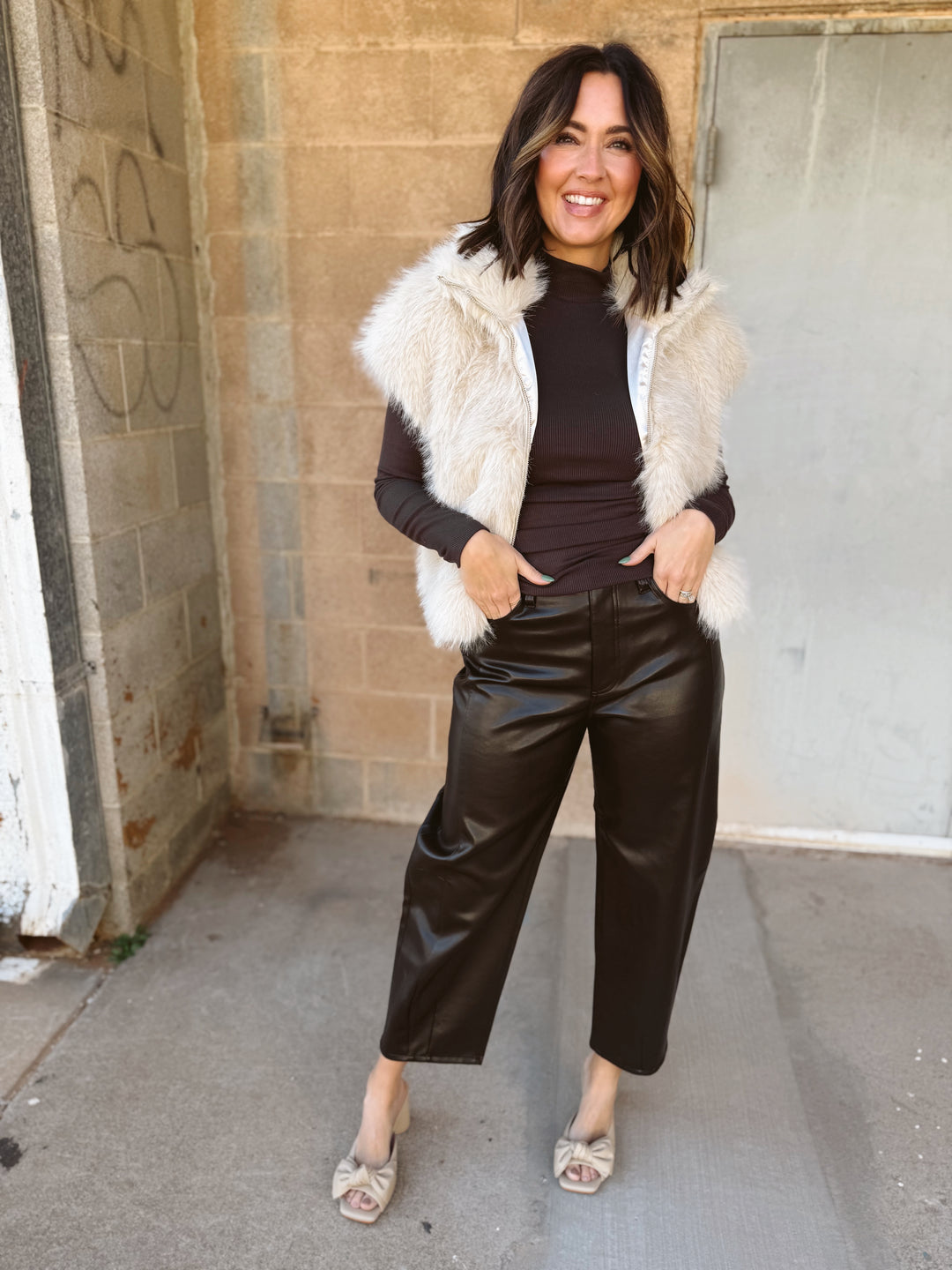 Sanctuary | Silky Fur Vest - Almond Cream