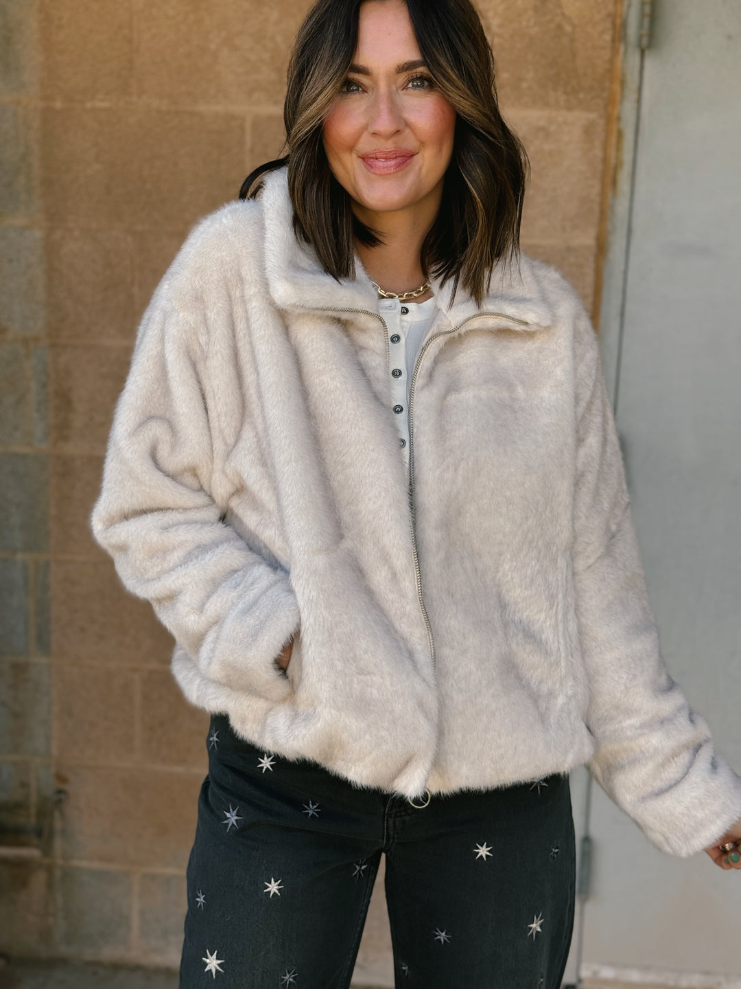 Z Supply | Amethyst Faux Fur Jacket - Crystal