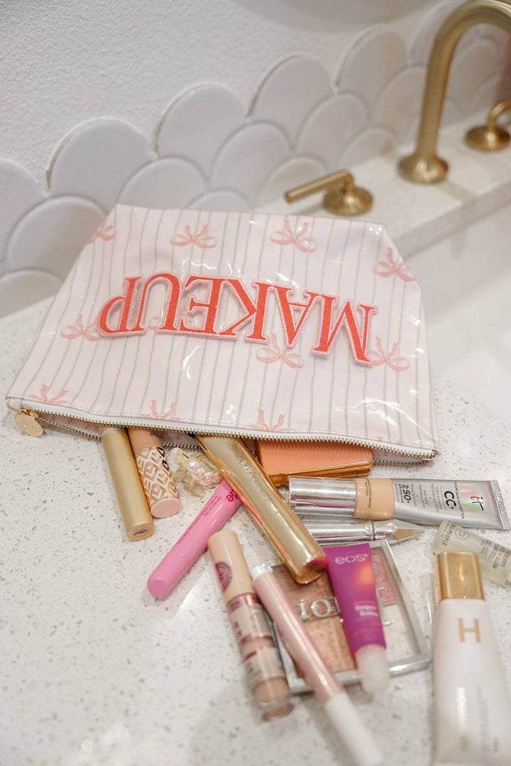Makeup - Pink Ribbons Clear Coat Bag