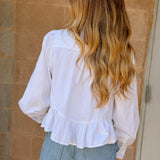 THML | Button Up Long Sleeve Top - White