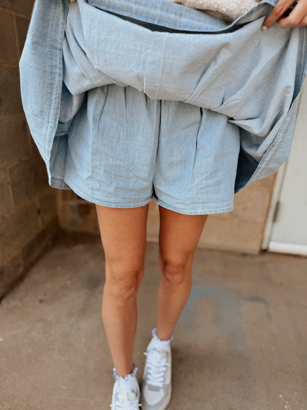 Denim Pull-On Skort -Lt. Blue