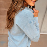 Z Supply | Delphine Knit Denim Sweatshirt - Ocean Air Indigo
