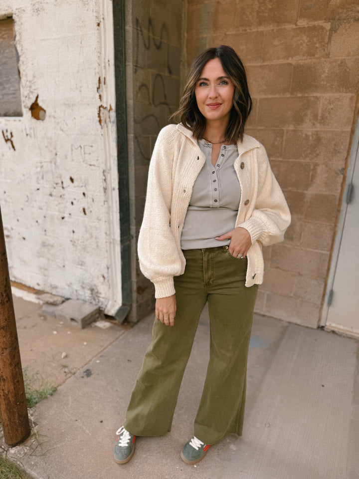 Dear John | Fiona Wide Leg Jean - Olive Branch