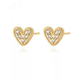 Sahira Jewelry Design | Nia Pave Heart Studs - Gold